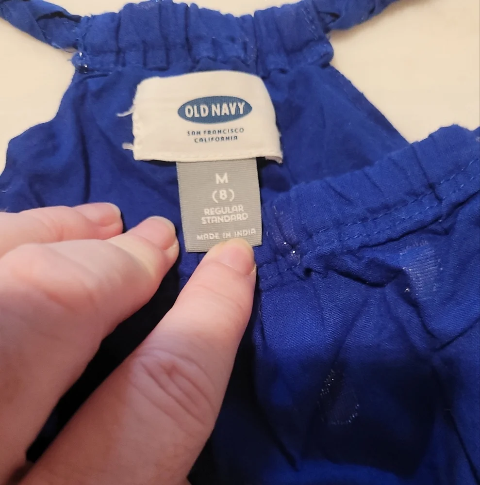 Old Navy 100% Cotton Bright Cobalt Blue and Silver Sleeveless Dress Size 8